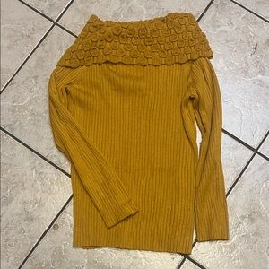 Pima Rossi Gold Cowl Neck Ribbed Sweater PXL NWOT